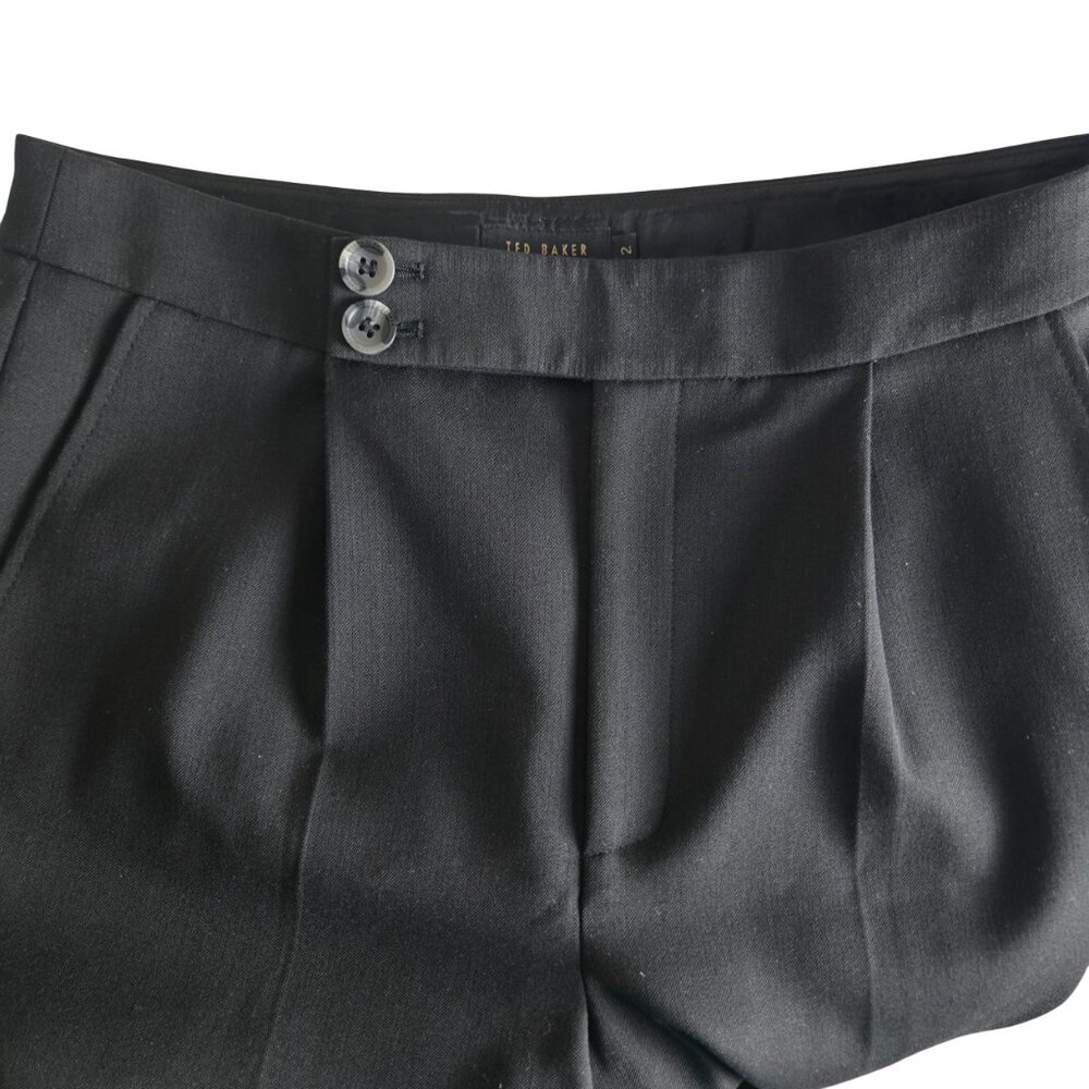 Ted Baker Popieyt Slim Tapered Pleated Pants, Baker Size 2, US 6 Black, Like New - Picture 11 of 15